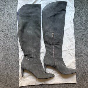 Calvin Klein Clancey Grey Suede Over the Knee Boots